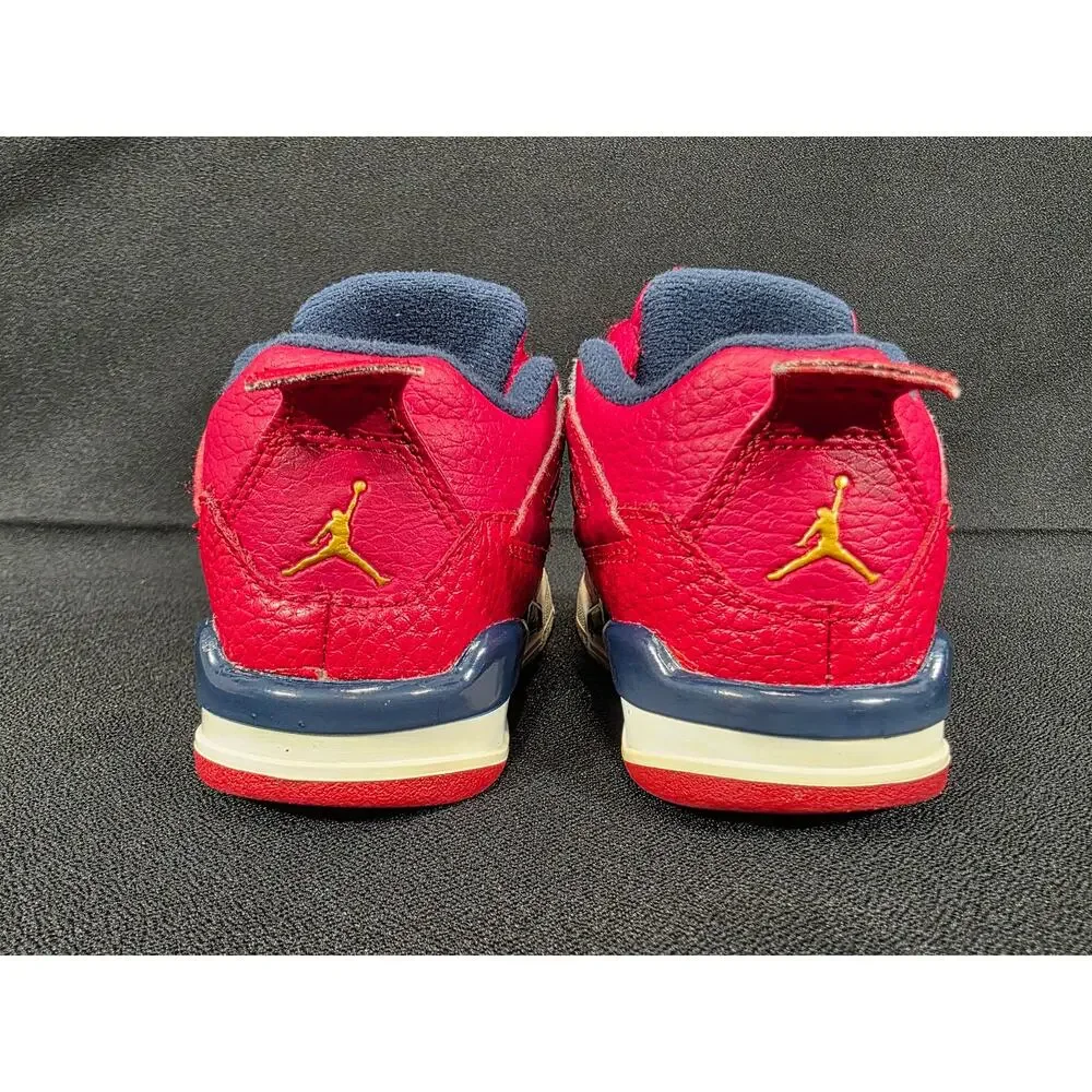 Nike Air Jordan 4 Retro SE FIBA Leather Red Navy Toddler Size 7C